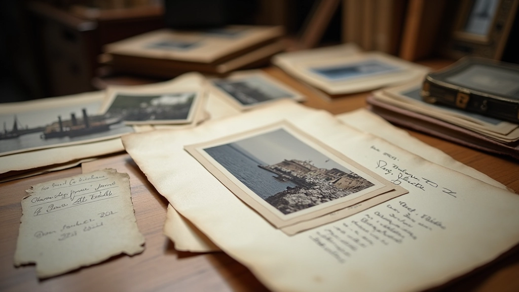 Ajalooline fotokogu Tallinna sadamast 20. sajandi alguses, lehekülg kunstniku käsikirjaga märkmetega